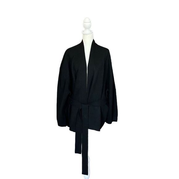 Naked Cashmere Black Belted Open Front Long Sleeve Cardigan N20868 Size Large - Picture 12 of 14